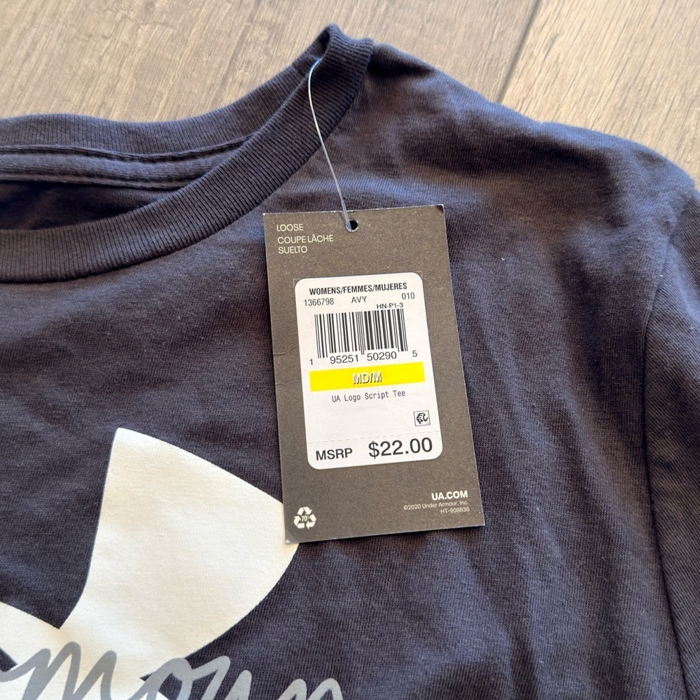 Under Armour Charcoal Tee with White Logo - Picture 2 of 2